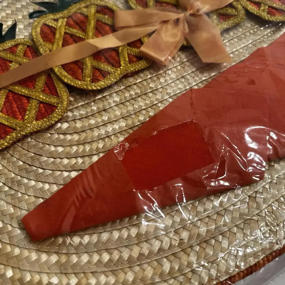 Home Beautiful Vintage Straw Pineapple Placemat Set 12 Pcs. New In Package - Picture 6 of 6